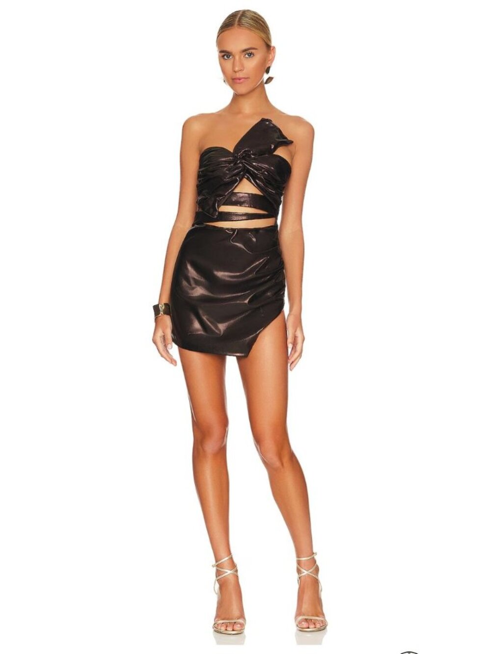 LAMARQUE Karla Mini Dress Brown Metallic NWOT - Size S